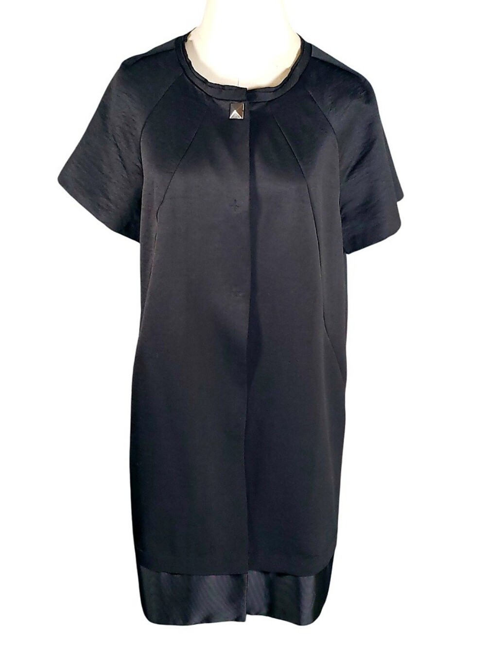 Simply Vera Wang Satin Minimal Sleek Duster Jacket M Fall Evening Event Pockets